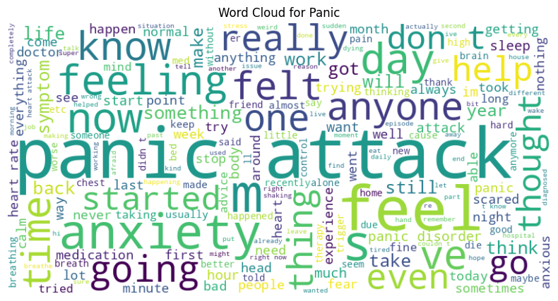 Word Cloud - Panic Dataset